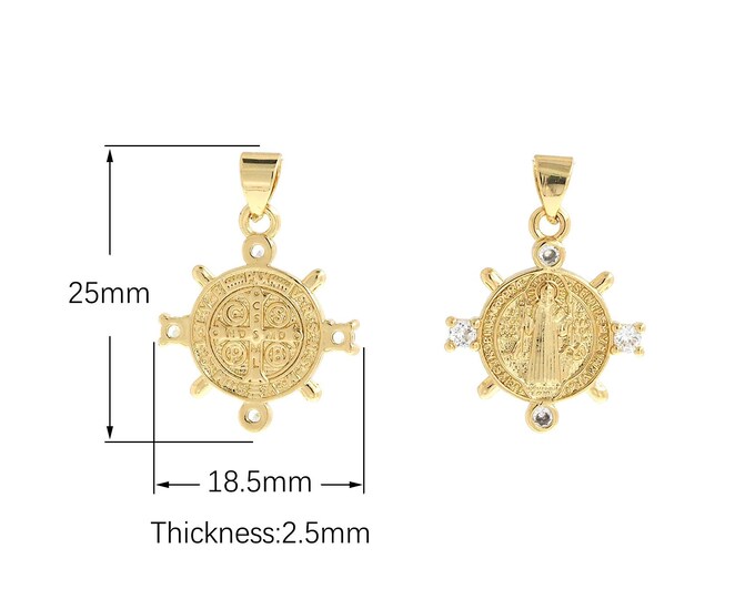 18K Gold Filled Jesus Pendant,Gold  Dainty Christianity Charms, Religion Charm Bracelet Necklace for DIY Jewelry Making Supply,25x18.5x2.5mm