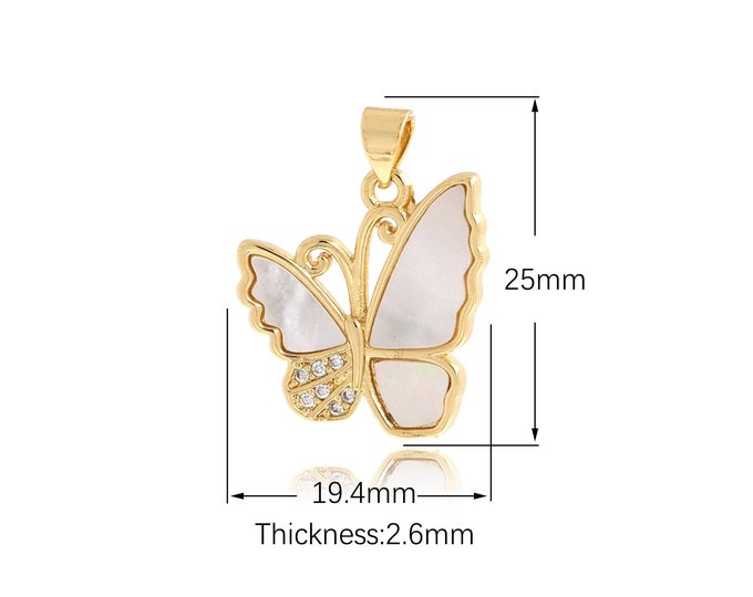 18K Gold Filled Insect Jewelry Butterfly Pendant Shiny Gold Butterfly Pendant Exquisite Pendant DIY Jewelry Supply,25x19.4x2.6mm