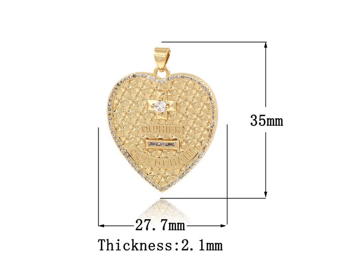 18K Gold Filled Heart Pendant,Gold Dainty Heart Charms,Simple pendant Bracelet Necklace for DIY Jewelry Making Supply,35x27.7x2.1mm