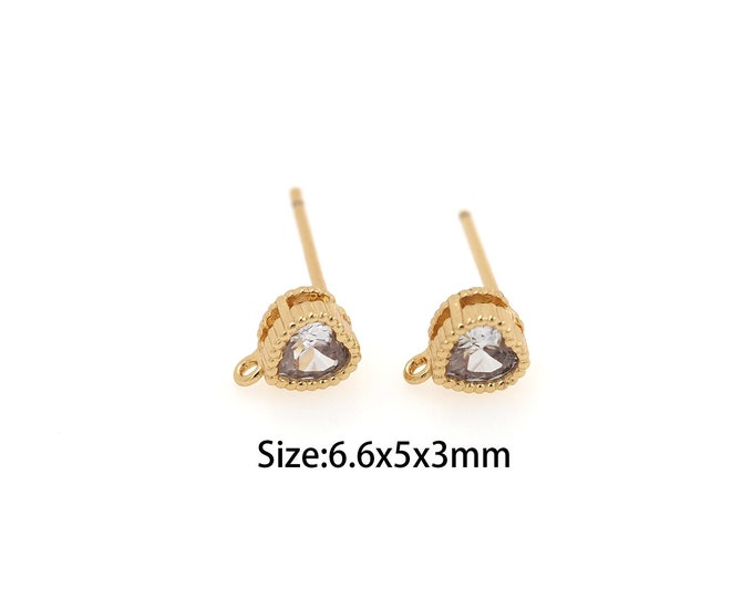 1pair Gold Heart Stud Earring,18K Gold Filling Heart Stud Earrings,Simple Stud Earrings,Gift for Her,6.6x5x3mm