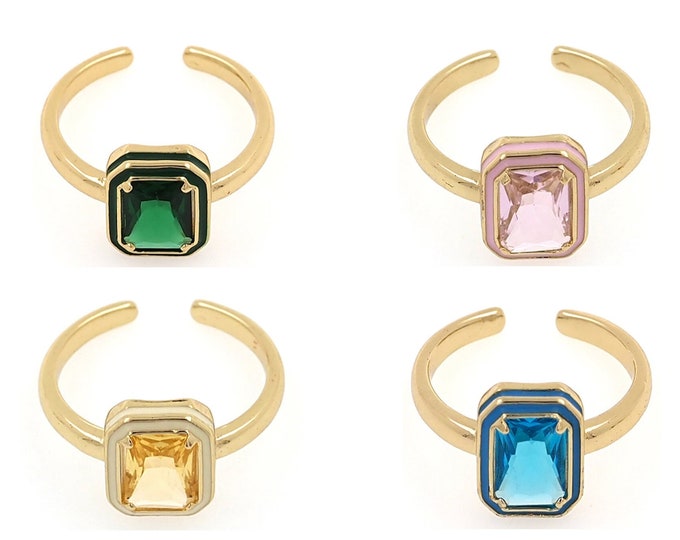 18K Gold Filled Square Ring,Gold Dainty CZ Square Ring,Simple Ring,Gift for Her