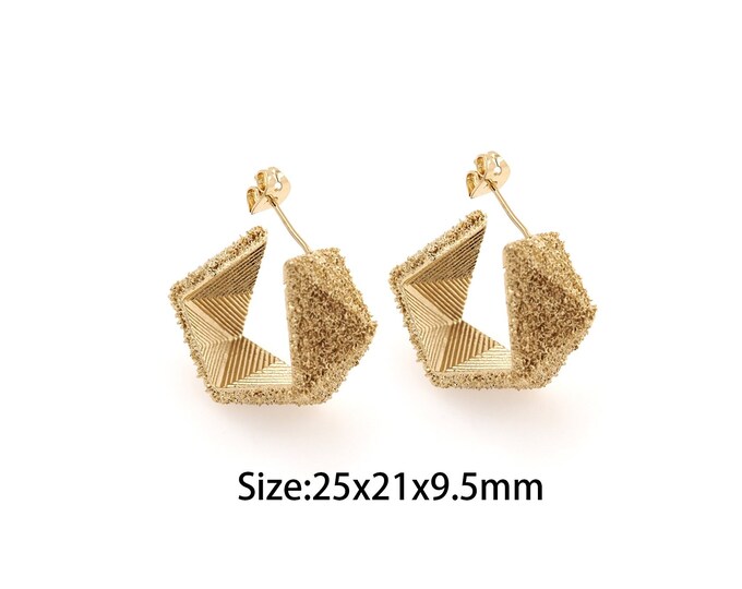 Gold Dainty Square Stud Earring,18K Gold Filled Square Stud Earrings,Simple Stud Earrings,Gift for Her,25x21x9.5mm
