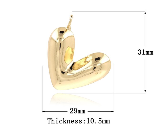 1Pcs Gold Heart Pendant Golden Fluffy Heart Necklace Gold Filled Love and Friendship Necklace DIY Jewelry Making Accessories 31x29x10.5mm