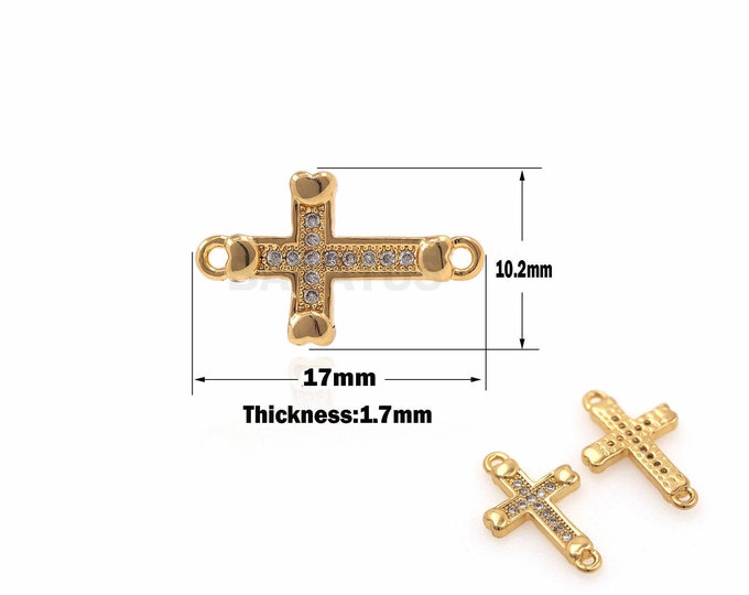 1PCS Gold Filled Cubic Zirconia Cross, Survey Results Of Christian Gift Supply, Cross Charm DIY Jewelry Making And Supply 18K  10.2x17x1.7mm