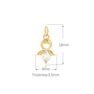 Micropavé CZ Cupid Pendant,18K Gold Filled Angel Charm,Angel Pendant, Tiny Golden Cupid,Cupid Charm, Suitable For Jewelry Making 18x9x3.5mm