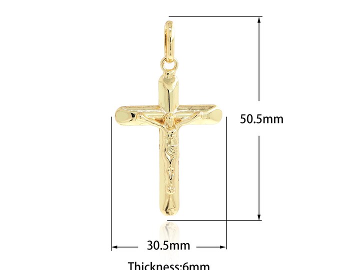 18K Gold Filled Cross Pendant,Gold Dainty Christian Charms,Religious Charm Bracelet Necklace for DIY Jewelry Making Supply