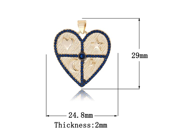 18K Gold Filled Heart Pendant,Gold Dainty Heart Charms,Simple pendant Bracelet Necklace for DIY Jewelry Making Supply,29x24.8x2mm
