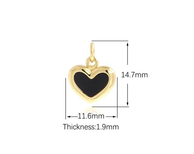 18K Gold Filled Heart Pendant,Gold Dainty Heart Charms,Simple pendant Bracelet Necklace for DIY Jewelry Making Supply
