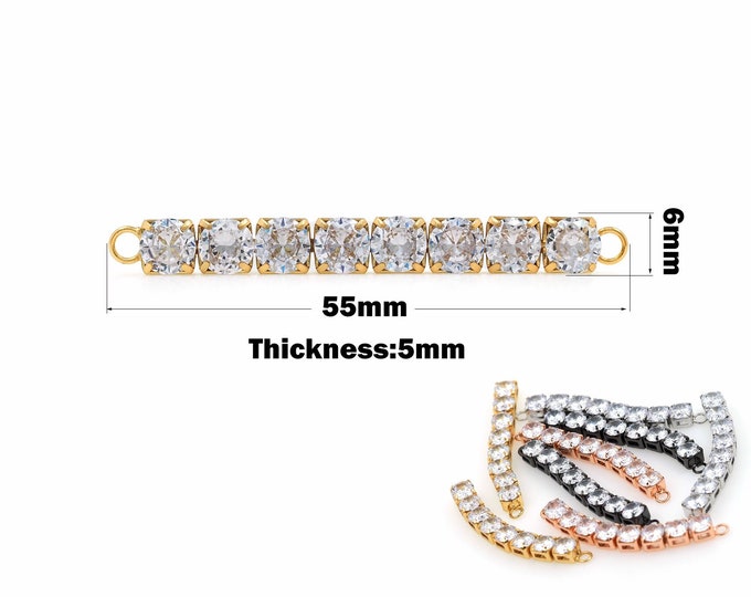 Micropavé CZ Round Tennis Player Link Head, 18K Gold Filled Classic Tennis Bracelet, Tennis Bracelet, Ladies Bracelet, 6x55x5mm