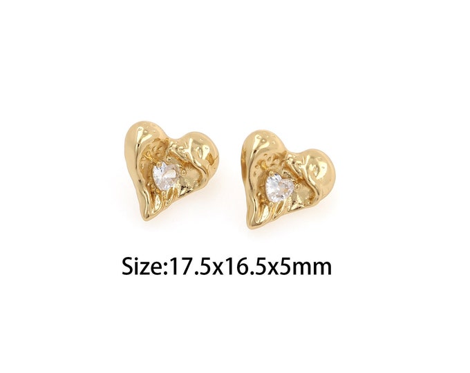 1Pair Zircon Heart-Shaped Earrings  Heart-Shaped Zircon Earrings  18K Gold Filled Heart-Shaped Earrings Heart-Shaped Hoop 17.5x16.5x5mm