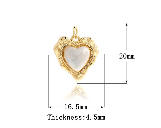 18K Gold Filled Heart Pendant,Enamel Heart Charms,Heart Charm for DIY Jewelry Making Supplies