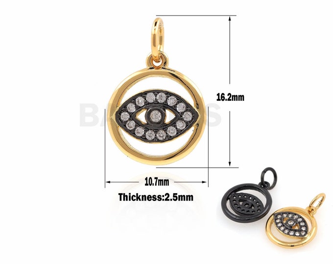 1PCS Hollow Eye Pendant, Gold Eye Charm, Filled Gold Eye Necklace, Eye Charm 16.2x10.2x2.5mm