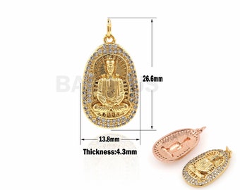 1PCS Micro-Pave Buddha Pendant, Religious Charm, Buddha Charm, Oval Sitting Buddha Necklace 26.6x13.8x4.3mm