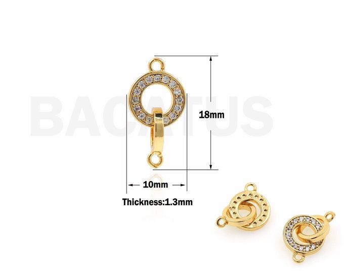 Micropavé CZ  Colorful Gold Ring Pendants ,Loop Circle Charms,Crystal Stone Charms 18x10x1.3mm