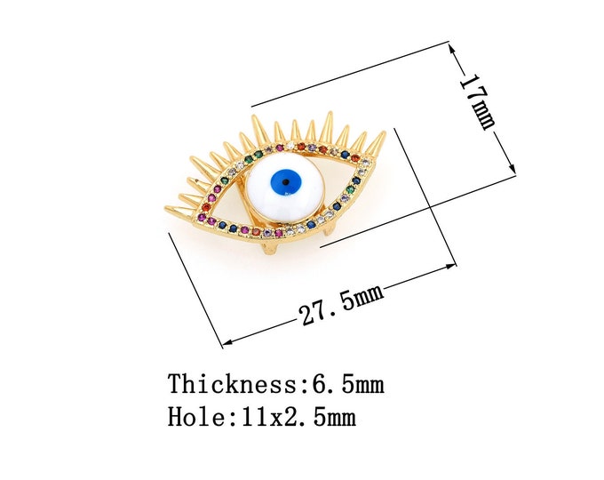 18K Gold Filled CZ Devil Eye Beads,Gold Eye Beads,Eye Beads DIY Gold Jewelry Making Supply