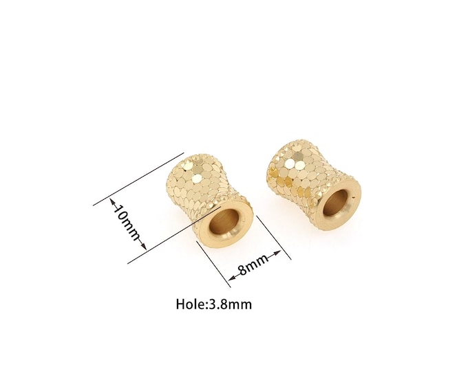 Dainty Cylindrical Beads, 18K Gold Filled Cylindrical Spacer Beads, DIY Bracelet Necklace Accessories,10x8mm Hole:3.8mm