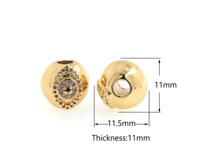 18K Gold Filled Eye Spacer Round Beads,Gold Round Beads, DIY Bracelet Necklace Earrings Jewelry Making