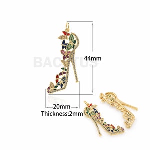 18K Gold Filled High Heel Pendant, Micropavé CZ Enamel High Heel Necklace, Shoe Charm, High Heel Charm, DIY Jewelry Accessories, 44x20x2mm