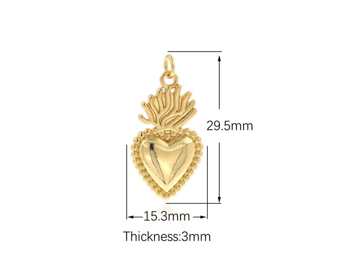18K Gold Filled Love Pendant, Heart Pendant, Micropavé CZ Love Heart Charm, Dainty Charm, Gift For Her, DIY Jewelry Supplies, 29.5x15.3x3mm