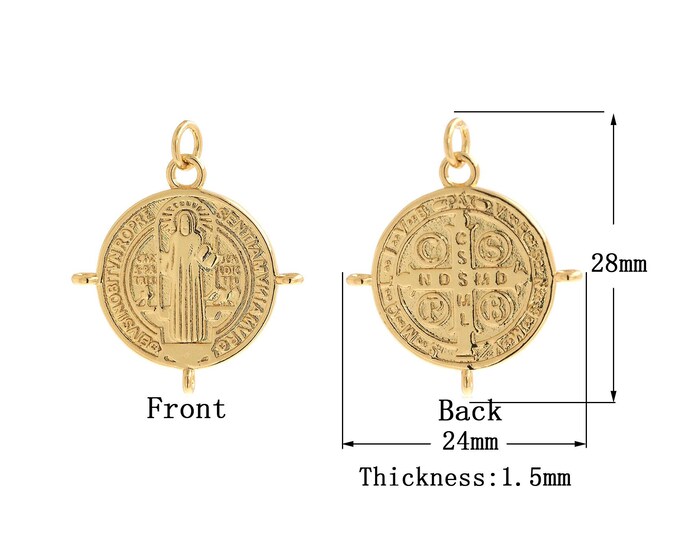 18K Gold Filled Jesus Pendant,Religion Charms,Christian Charm Bracelet Necklace for DIY Jewelry Making Supply,28x24x1.5mm