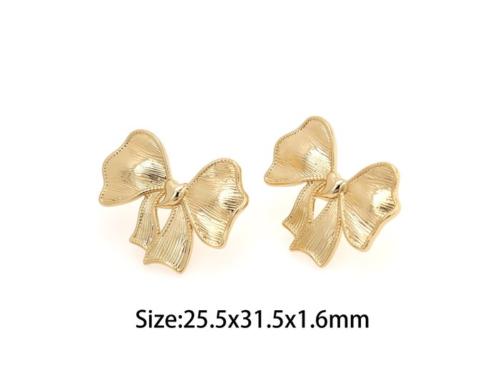 1Pair 18K Gold Filled Dainty Butterfly Earrings Butterfly  Stud Earrings Butterfly Earrings Insect Jewelry 25.5x31.5x1.6mm