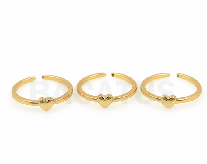 18K Gold Filled Round Rings, Open Rings, Adjustable Rings, Heart Rings, Love Rings, Wedding Rings, DIY Jewelry Supplies,