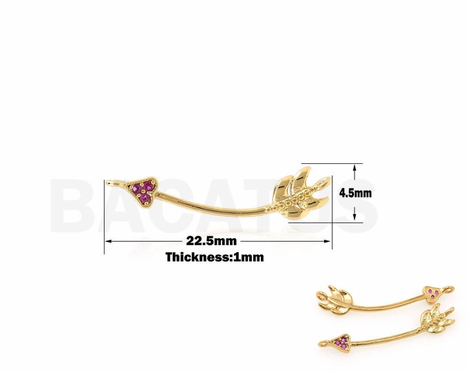 1PCS Micro-Pave  Arrow Pendant Shooting Sports Archery Charm 18K Gold Filled Arrow Charm DIY Jewelry Making 4.5x22.5x1mm
