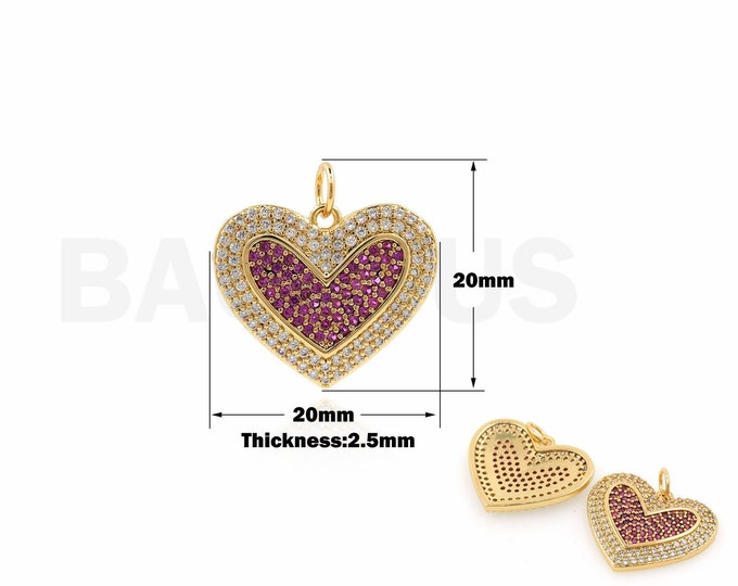 Heart-Shaped Necklace, Valentine's Day gift,  CZ Small Pendant, Heart-Shaped Pendant, Love Bracelet, DIY jewelry Accessories,20x20x2.5mm