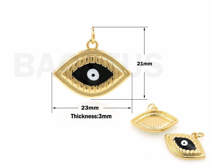1PCS Enamel Charm 18K Gold Filled Oil Drop Necklace Eye Pendant Eye Necklace Eye DIY Jewelry Making Pendant Charm 21x23x3mm