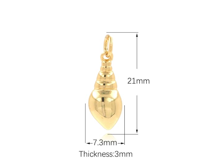 10 pcs Gold Conch Charm, 18K Gold Filled Beach Charm, Beach Necklace, Conch Pendant, DIY Jewelry Supplies, 21x7.3x3mm