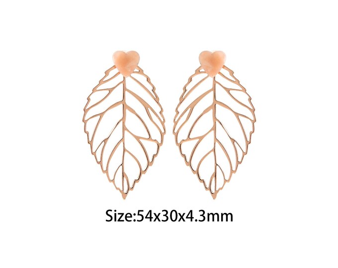 1 pair Rose Gold Drop Stud Earrings,Gold Dainty Leaf Stud Earring,Simple Stud Earrings,Gift for Her,54x30x4.3mm