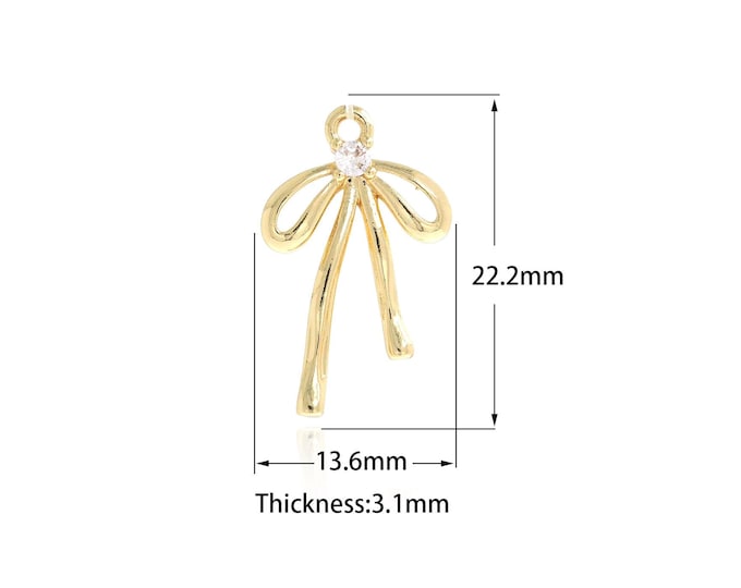 Bow Tie Charms,18K Gold Filled Bow Pendant,Bow Charm, Bow Necklace for DIY Jewelry Making Supplies