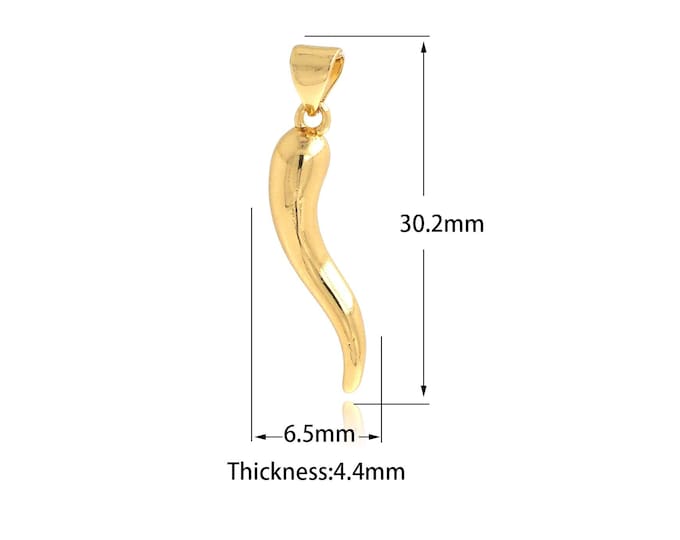 Pepper Pendant, Pepper Necklace,Vegetable Charm,18K Gold Filled Pepper Charm,Pepper Charm,DIY Jewelry Supplies,30.2x6.5x4.4mm