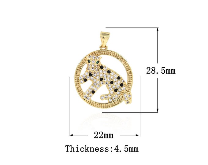 18K Gold Filled Panther Pendant,Gold Dainty CZ Panther Charms,Panther Charm Bracelet Necklace for DIY Jewelry Making Supply
