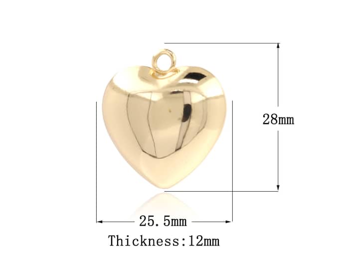 1Pcs Gold Heart Pendant Golden Fluffy Heart Necklace Gold Filled Love and Friendship Necklace DIY Jewelry Making Accessories 28x25.5x12.5mm
