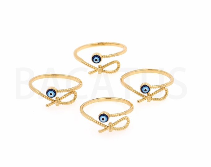 Thin Rings, Eye Rings, 18K Gold Filled Enamel Rings, Micropavé CZ Bow Rings, Knot Rings, Gifts For Her,
