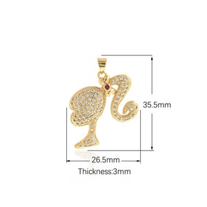 18K Gold Filled Modern Women Charm, Girl Pendant, Avatars Charm, Micropavé CZ Avatars Necklace, Cute Girl Charm, DIY Jewelry Supplies