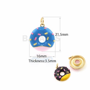 18K Gold Filled Donut Pendant, Enamel Necklace, Donut Necklace, Gourmet Pendant, Dessert Necklace, Enamel Charm, 21.5x16x3.5mm