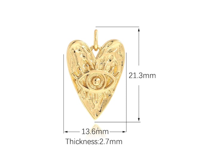 10 PCS Gold Triangle Charm, 18K Gold Filled Eye Charm,Devil Eye Necklace, Eye Pendant, DIY Jewelry Supplies, 21.3x13.6x2.7mm