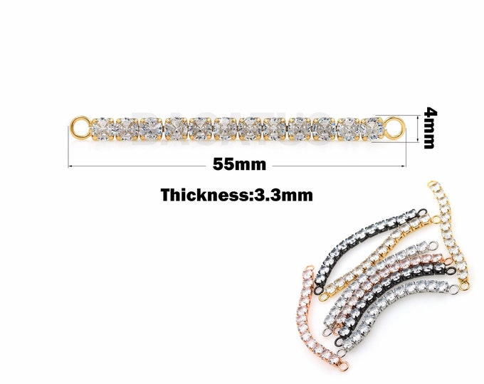 Micropavé CZ Classic Tennis Player Link Head, 18K Gold Filled Bracelet Connector, Tennis Bracelet, Ladies Bracelet, 4x55x3.3mm