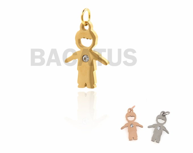 1pcs Boy necklace for mom, stainless steel boy bracelet pendant 24.4x13.3mm