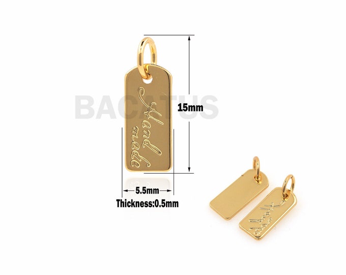 18K Gold Filled Square Pendant, Gold Rectangular Necklace, Letter Charm, Geometric Square Pendant 15x5.5x0.5mm