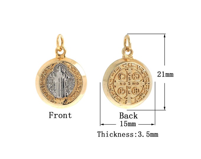 18K Gold Filled Jesus Pendant,Zircon Religion Charms,Christian Charm Bracelet Necklace for DIY Jewelry Making Supply,21x15x3.5mm