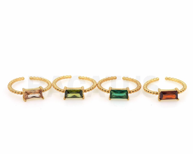 1PCS Fashion Ring Micro-Inlaid Square Zircon Enamel Ring For Ladies And Girls CZ Ring Adjustable Ring With Enamel Opening