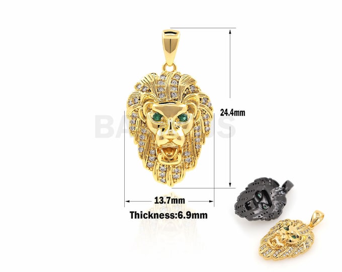 1PCS Lion Head Pendant, Lion Charm, Animal Charm, Filled Gold Animal Charm, Suitable For Jewelry Making Accessories 24.4x13.7x6.9mm