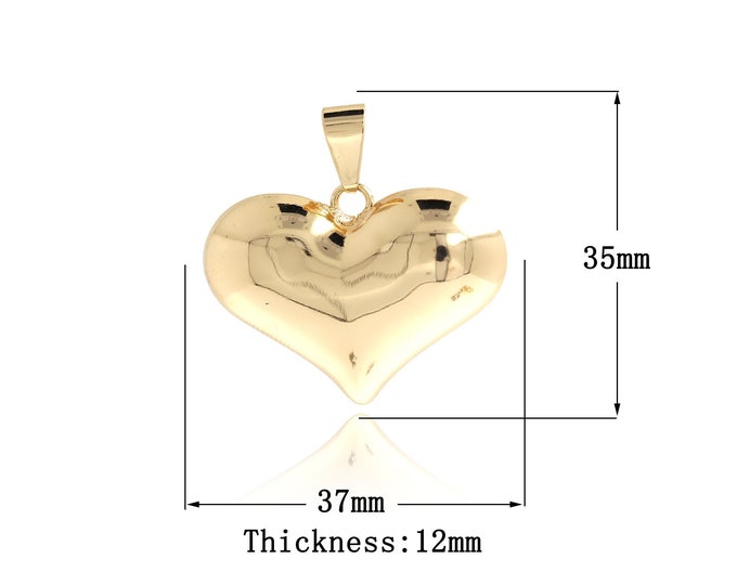 1Pcs Gold Heart Pendant Golden Fluffy Heart Necklace Gold Filled Love and Friendship Necklace DIY Jewelry Making Accessories 35x37x12mm