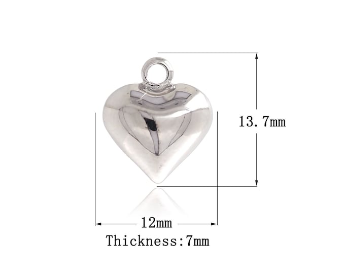 1Pcs Silver Heart Pendant Fluffy Heart Necklace Silver Filled Love and Friendship Necklace DIY Jewelry Making Accessories 13.7x12x7mm