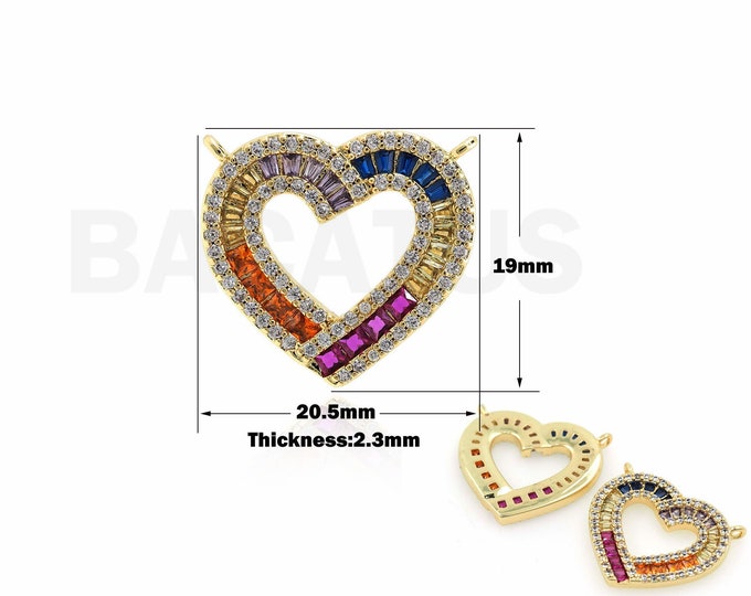 Love Pendant, Heart Pendant, Micropavé CZ Hollow Charm, 18K Gold Filled Heart Charm, DIY Jewelry Supplies, 19x20.5x2.3mm