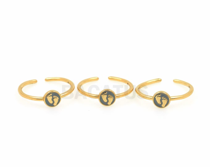 18K Gold Filled Enamel Signet Ring, Adjustable Ring, Gold Open Ring, Baby Ring, Foot Ring, Thin Ring
