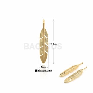1PCS Gold-Plated Leaf Pendant, Leaf Charm, Leaf Pendant, Plant Charm, Used For Jewelry Making Supplies 32.8x6.4x1.2mm